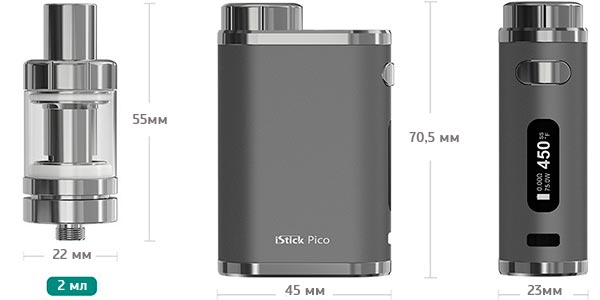 Розміри iStick Pico Kit 75W