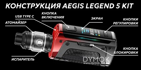 Конструкция Geekvape Legend 5 Kit