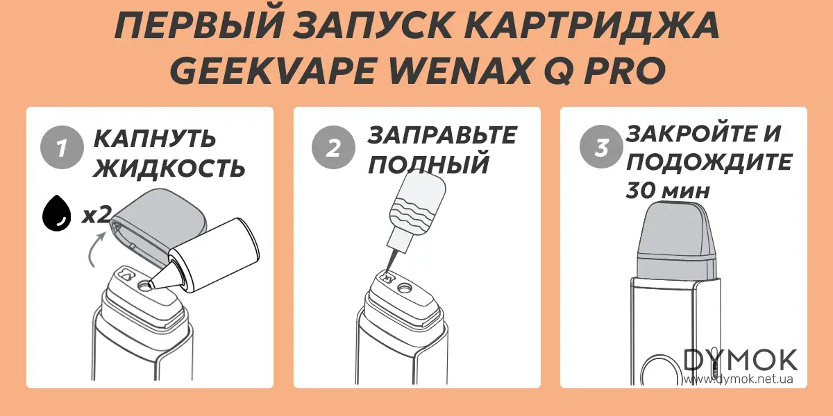 Как заправить новый картридж Wenax Q Pro