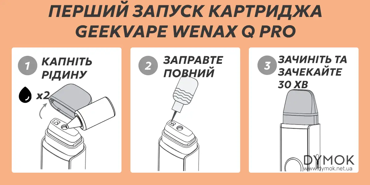Як заправити новий картридж Wenax Q Pro