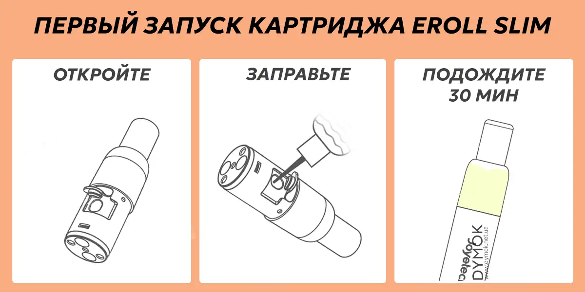 Как правильно заправить новый картридж Eroll Slim