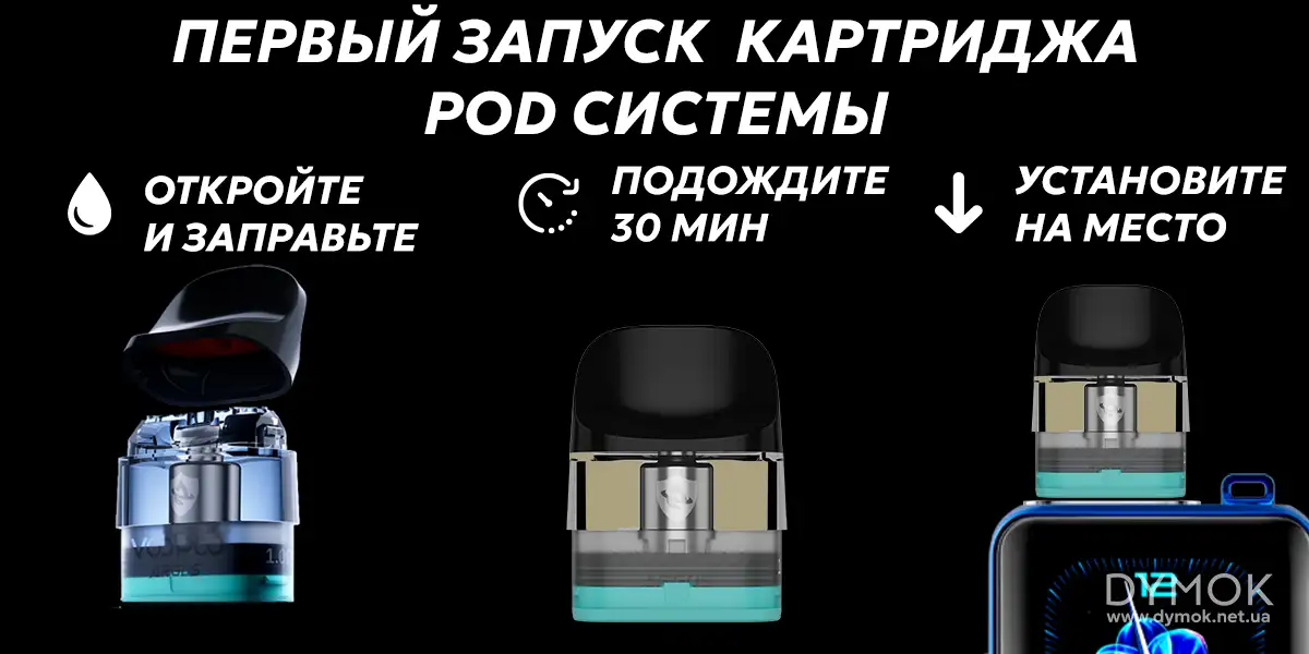 Инструкция для первого запуска картриджа пода