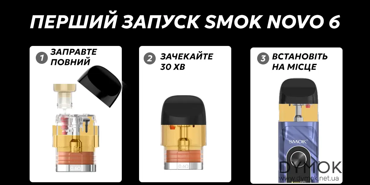 Інструкція для першого запуску пода Smok Novo 6