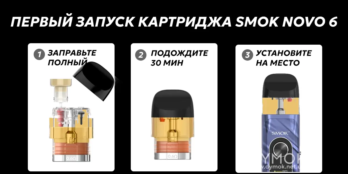 Инструкция для первого запуска картриджа Smok Novo 6