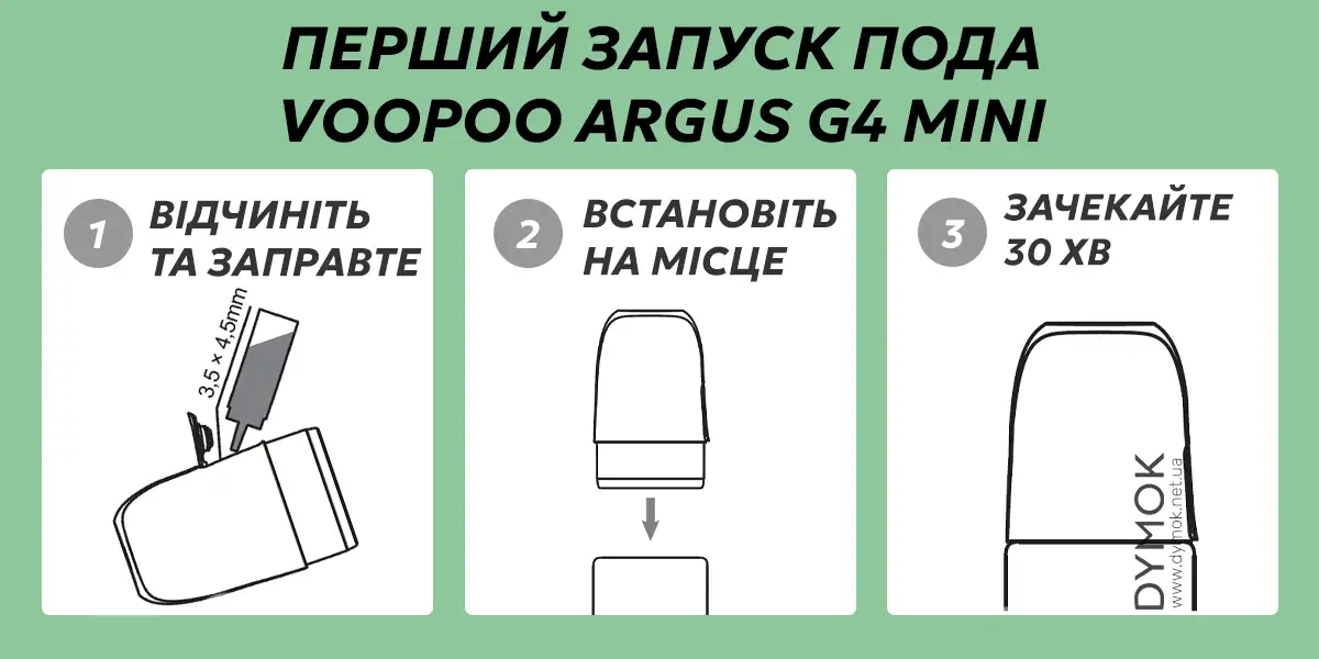 Інструкція для першого запуску пода Вупу Аргус Г4 Міні