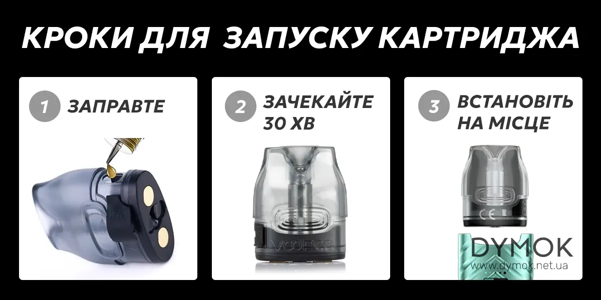Інструкція для першого запуску картриджів Voopoo Vmate V2