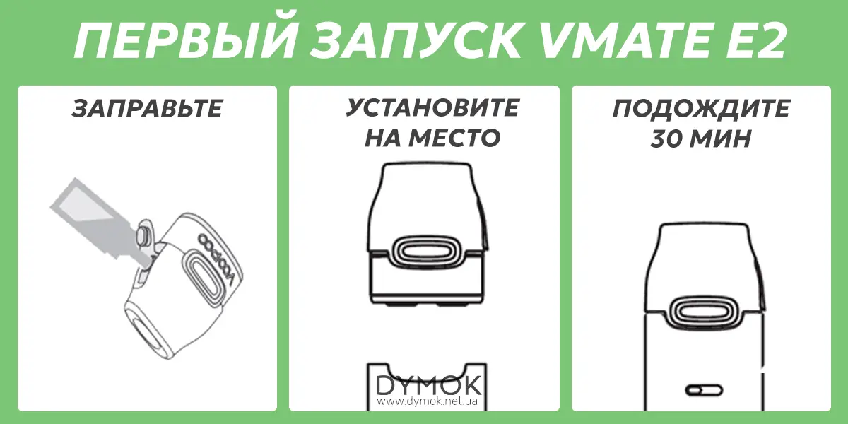 Первая заправка нового картриджа Voopoo Vmate E2