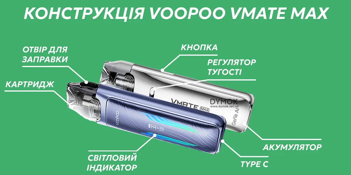 Конструкція вейпу Vmate Max