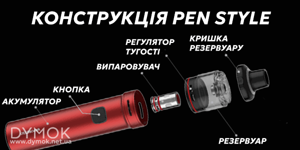 Конструкція електронної сигарети MTL Pen Style